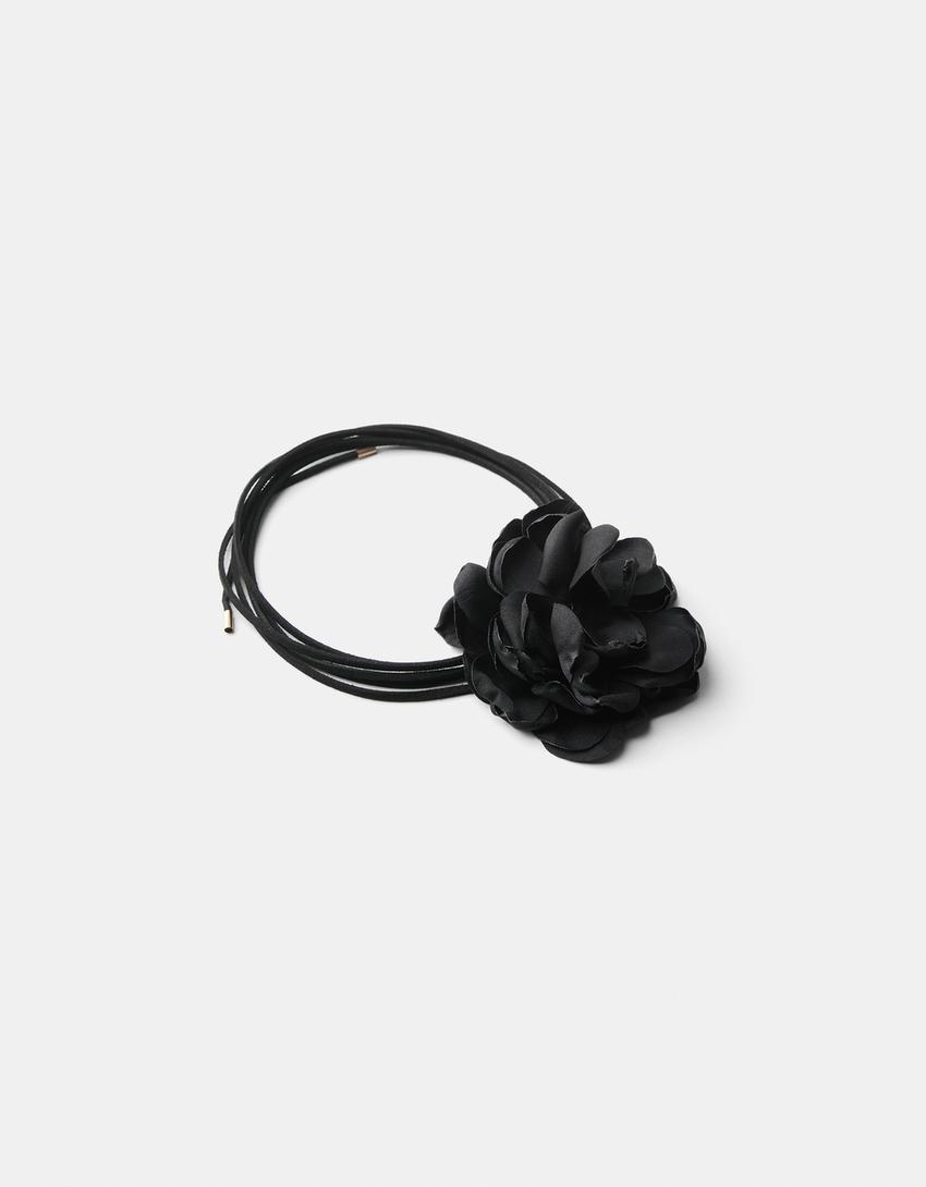 Collier choker fleur-Noir-4