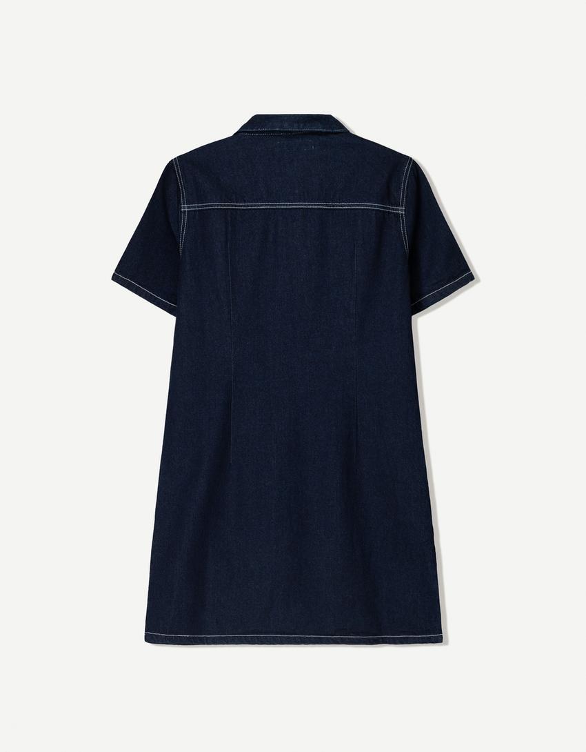 Vestido denim camisero-Marino-5