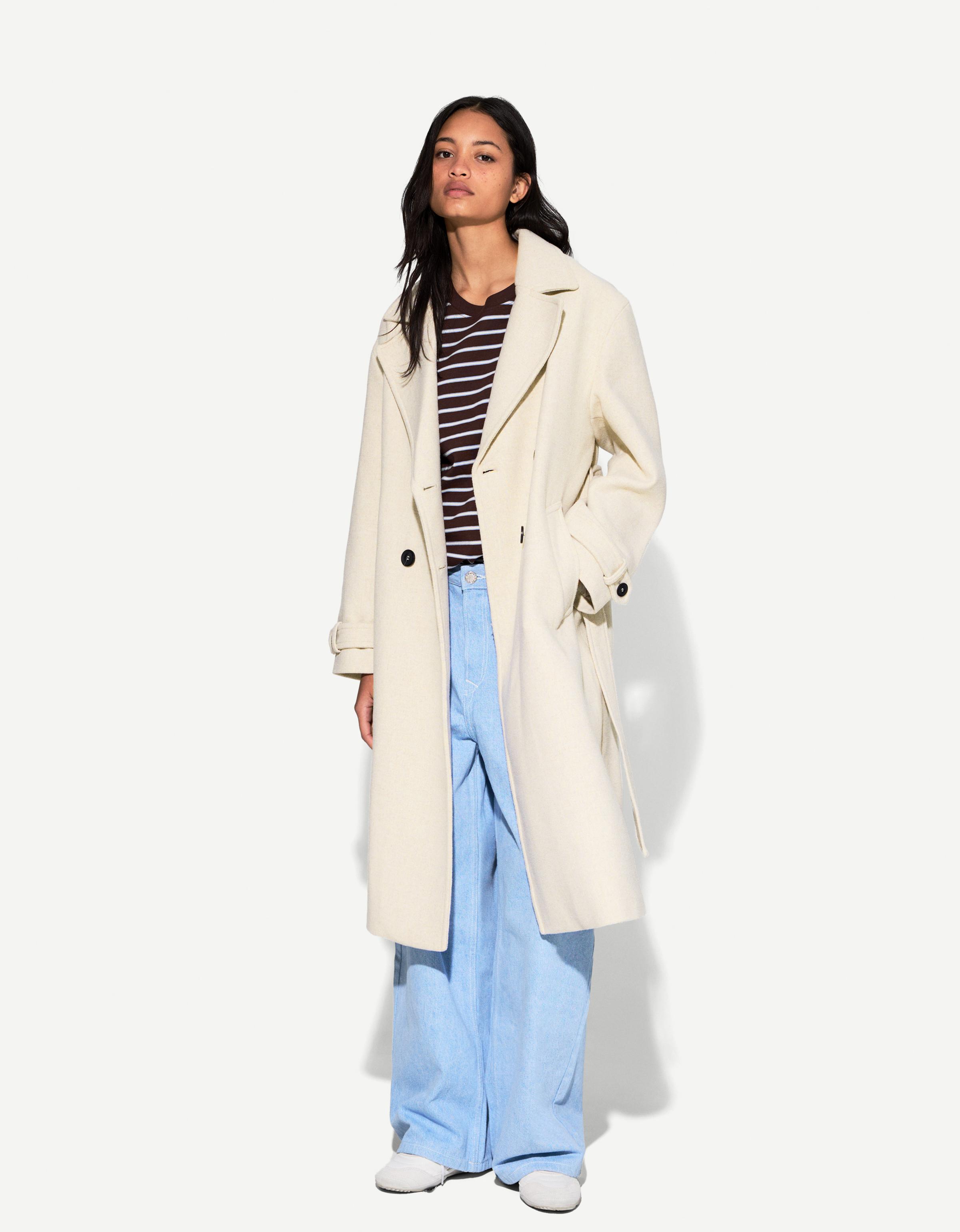 Bershka Trenchcoat Damen M Grbrochenes Weiss