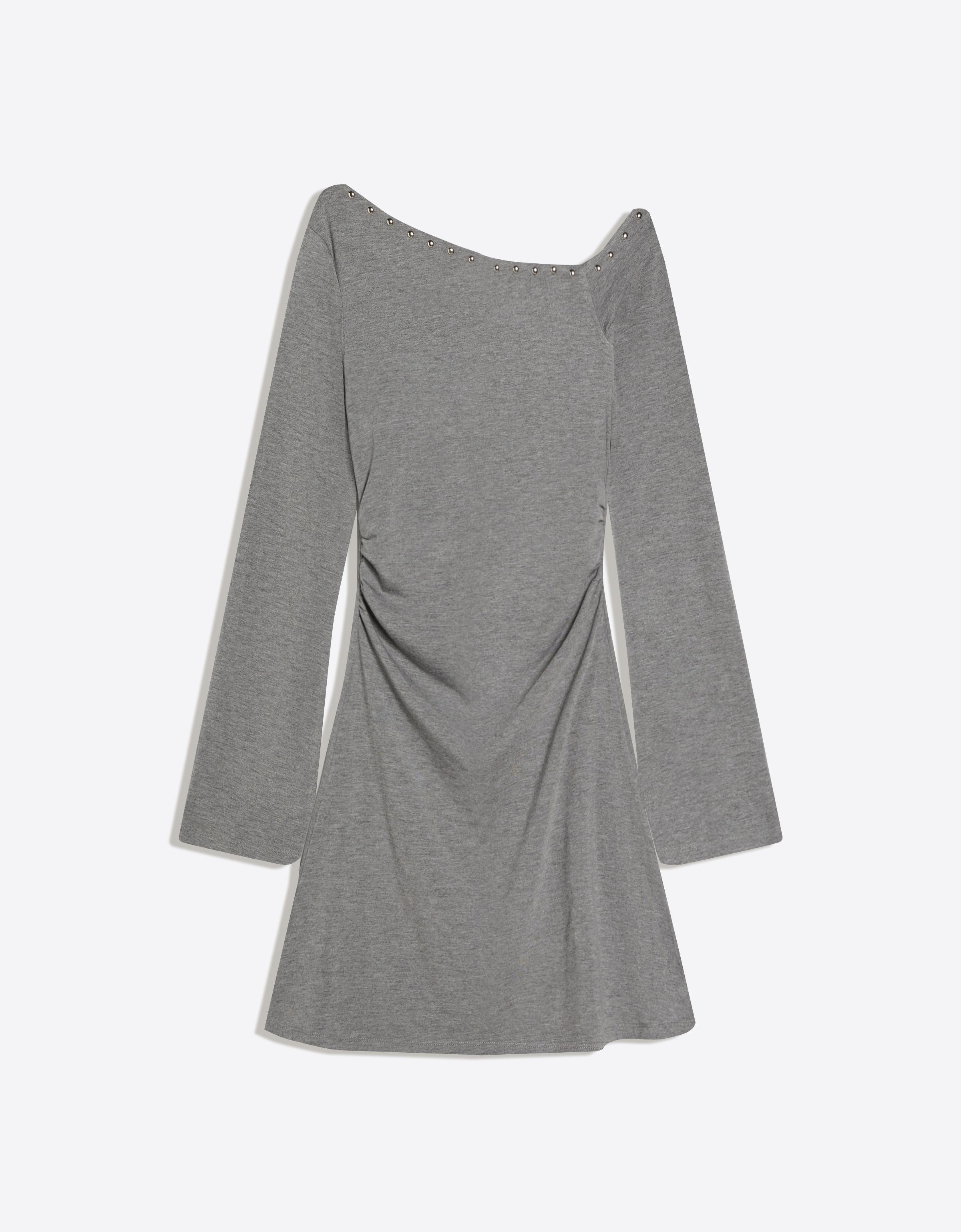 Asimetrik zımba detaylı mini elbise - Görsel 5