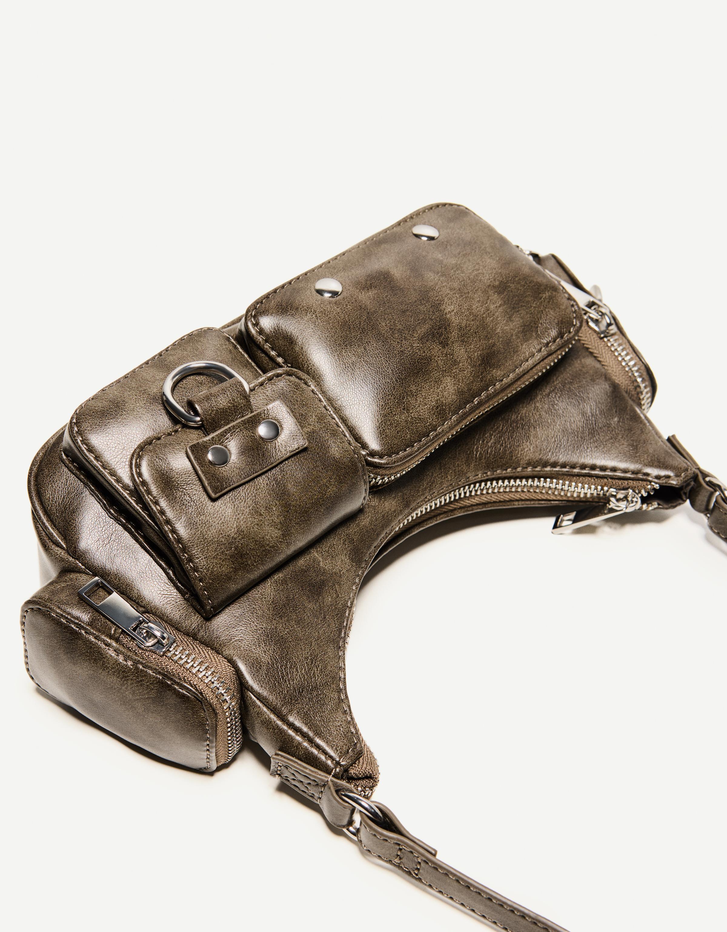 Multi-pocket shoulder bag — Dark grey