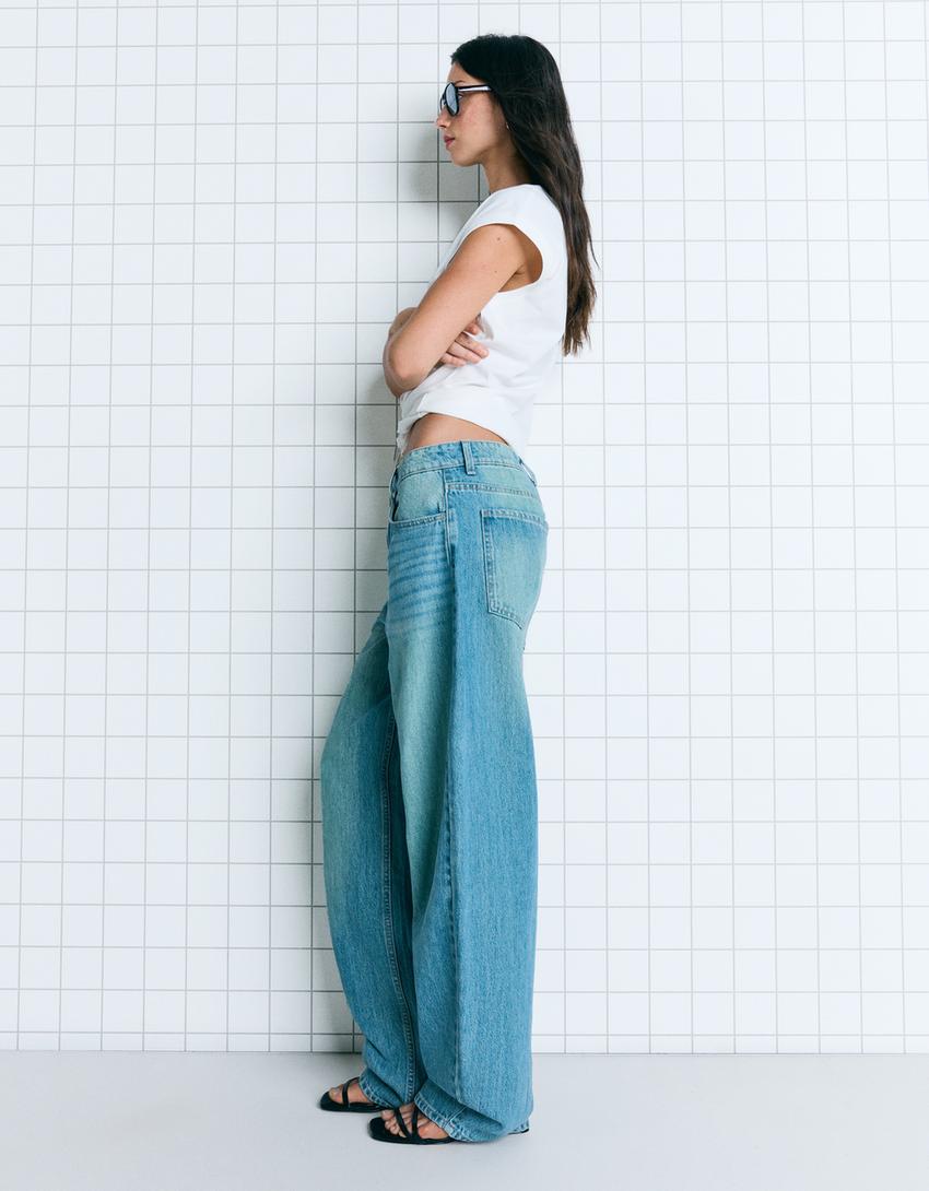 Jean barrel wide leg-Bleu lavé-1