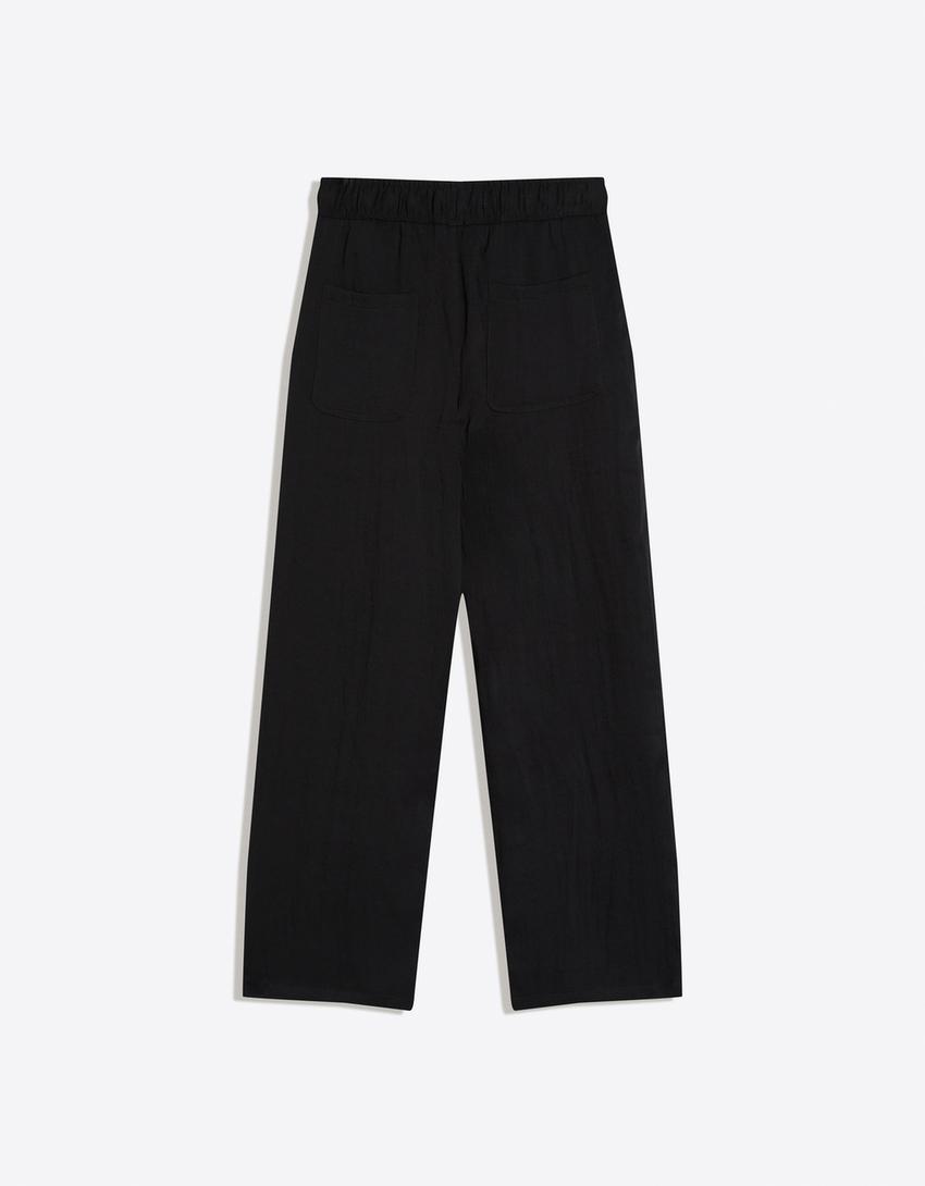 Rustic baggy trousers-Black