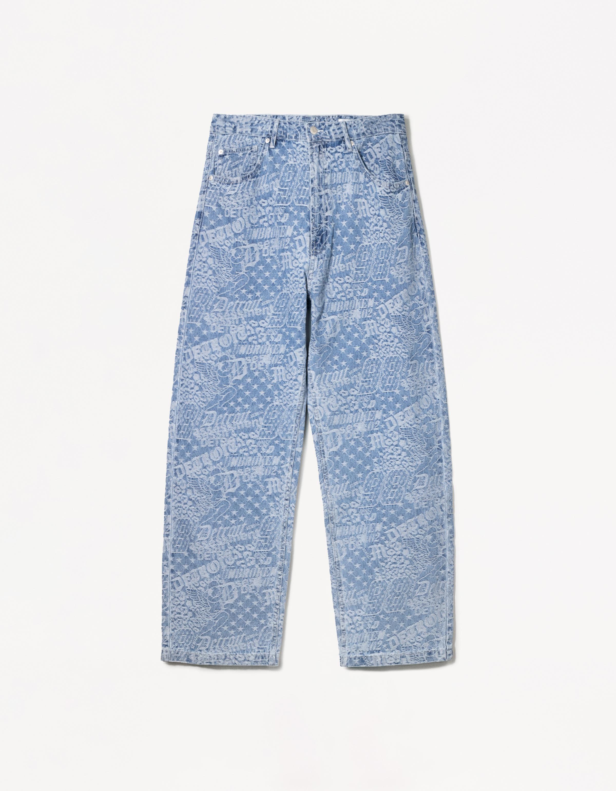 Baggy jacquard jeans - Jeans - Men | Bershka Baggy jacquard jeans - Jeans - Men | Bershka