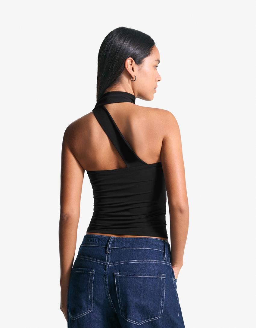 Top bandeau pañuelo-Negro