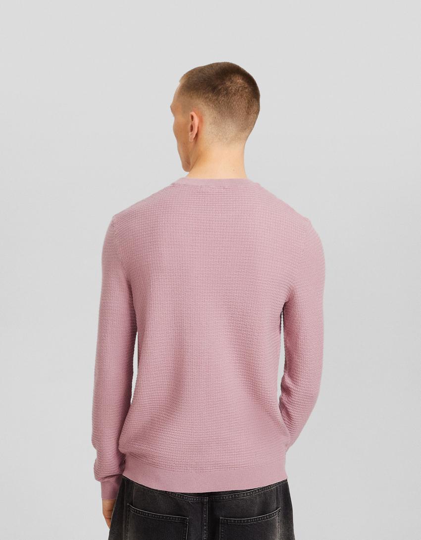 Pull texturé-Rose-1