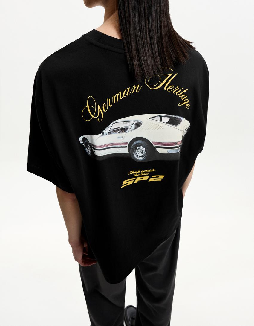 T-Shirt Volkswagen mit kurzen Ärmeln und Print-Schwarz-2