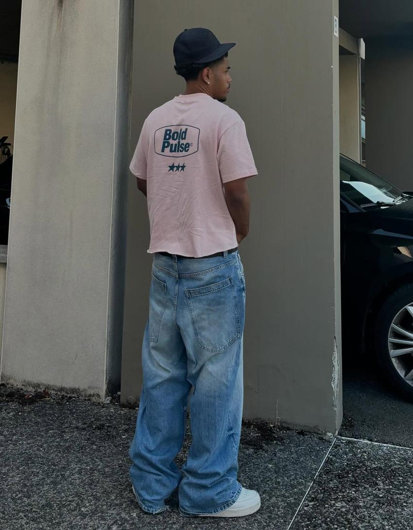 Mega Baggy Jeans-Ausgewaschenes Blau