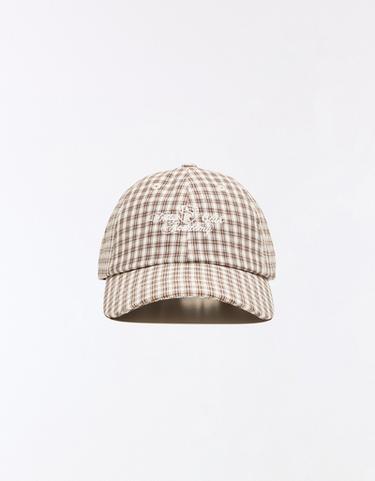 Checked embroidered cap — Brown 3