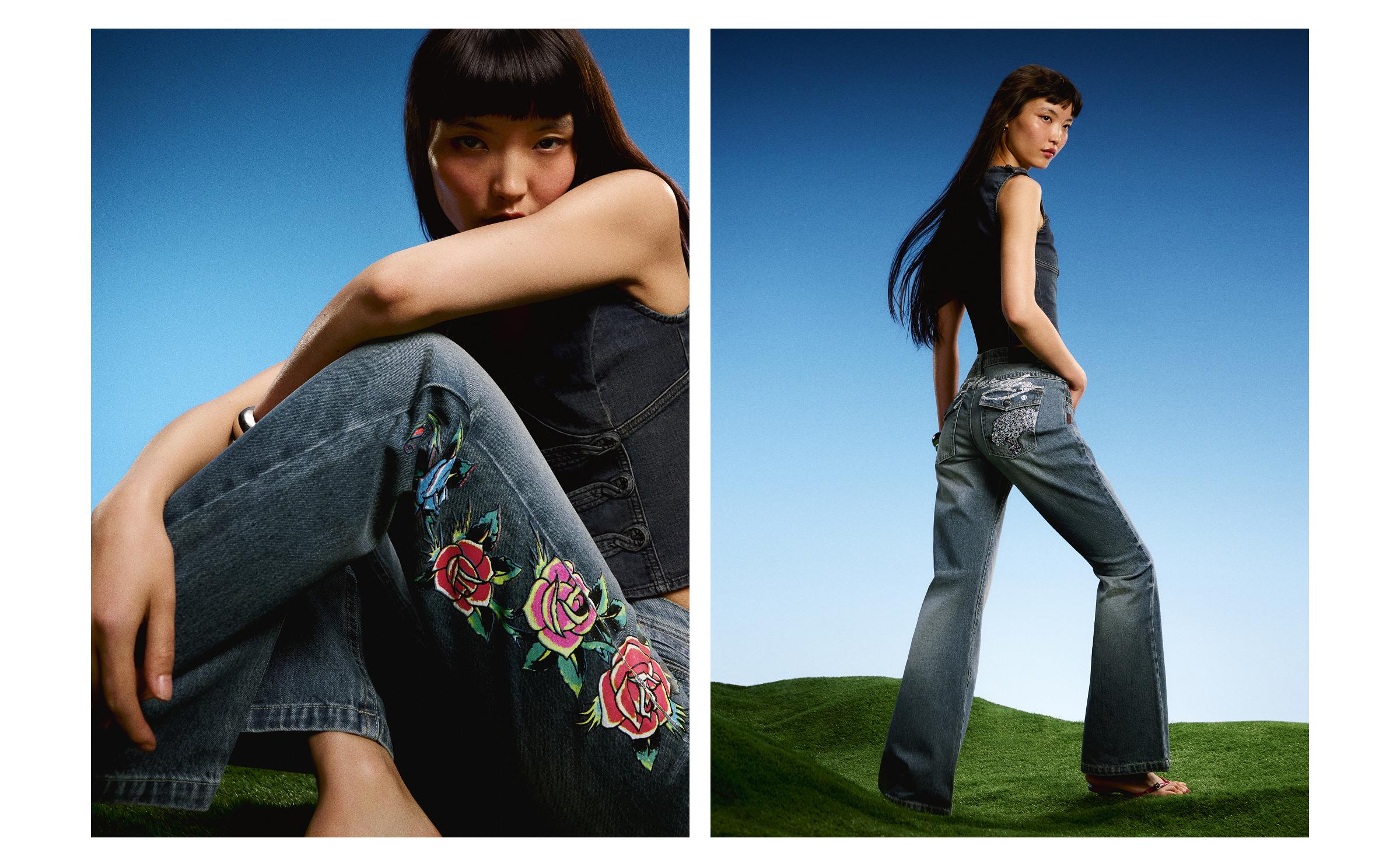 Boot-cut jeans ED HARDY X BERSHKA — Blue