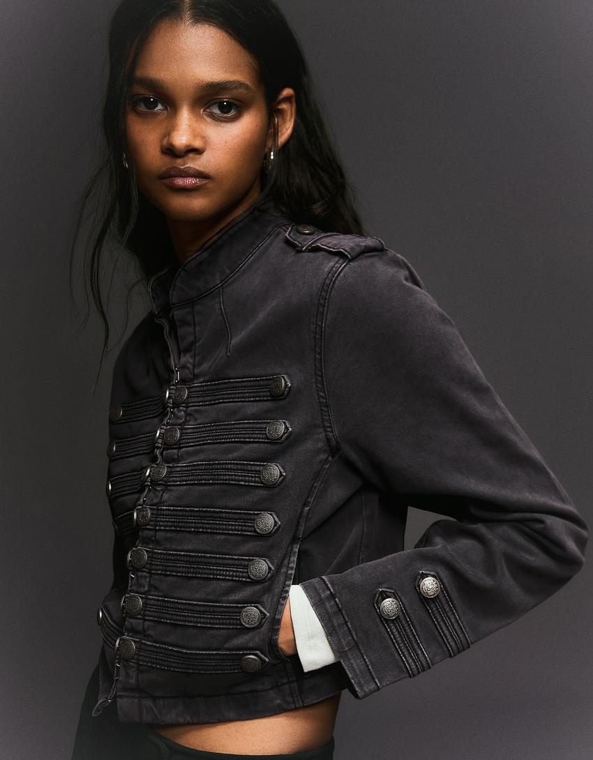 Jakke med knapper-Mørkegrå