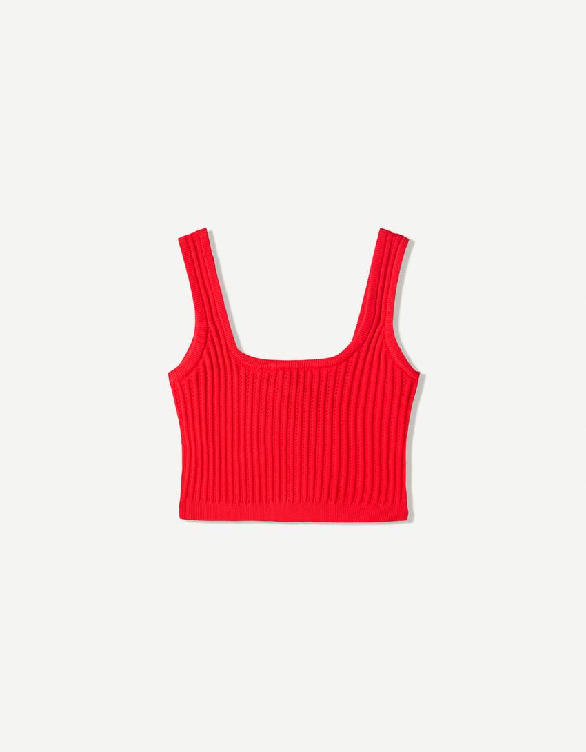 Top bretelle sottili fiocco-Rosso-3