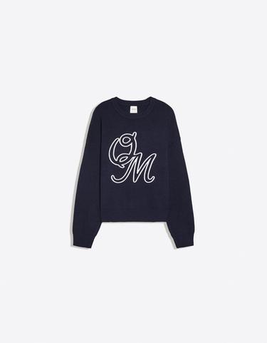 Embroidered round neck jumper — Navy 5