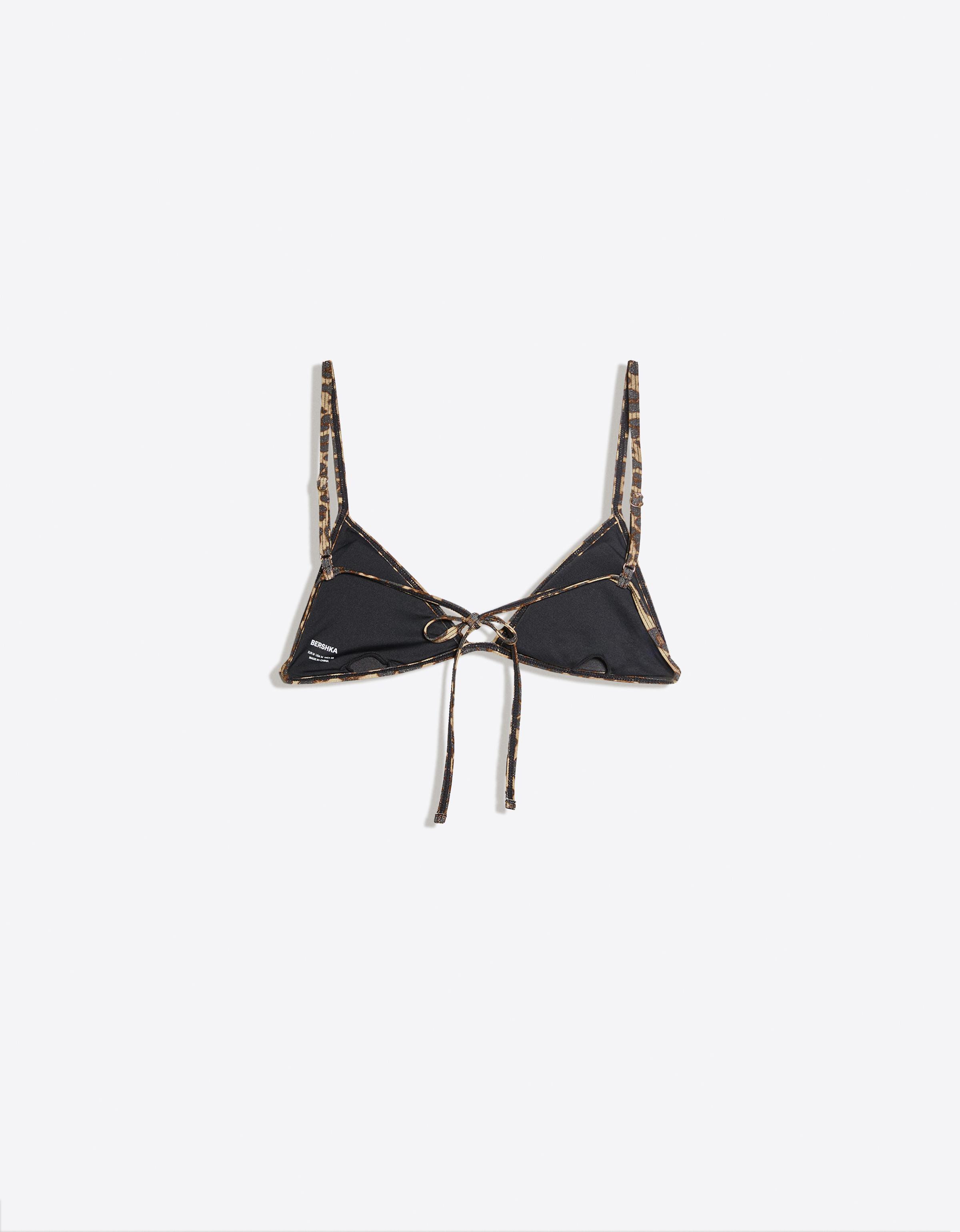 Animal print bikini top — Brown