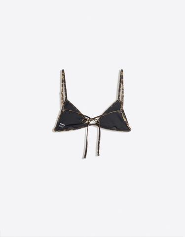 Animal print bikini top with metallic thread — Brown 6