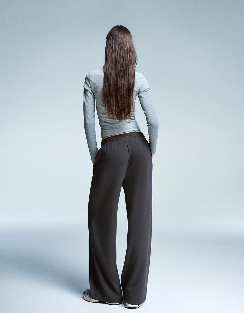 Pantaloni Snoopy wide leg-Grigio