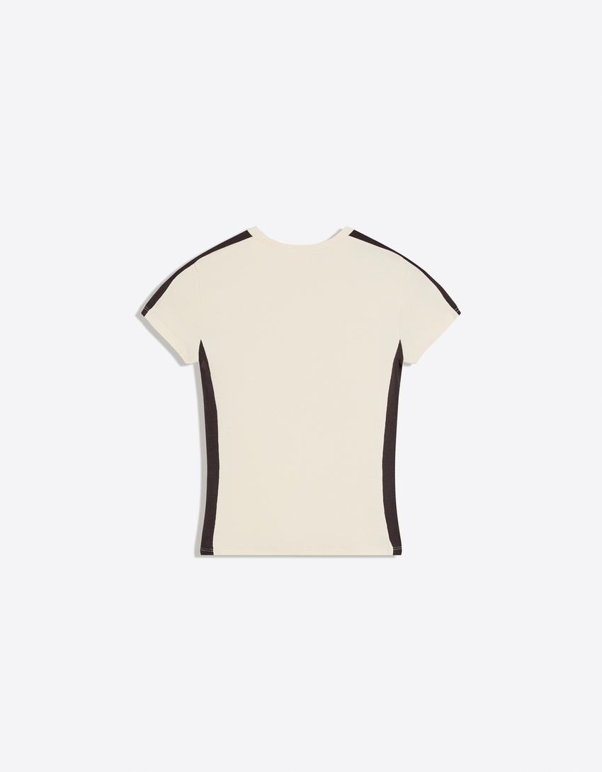 Dukserica kratkih rukava print-Bela