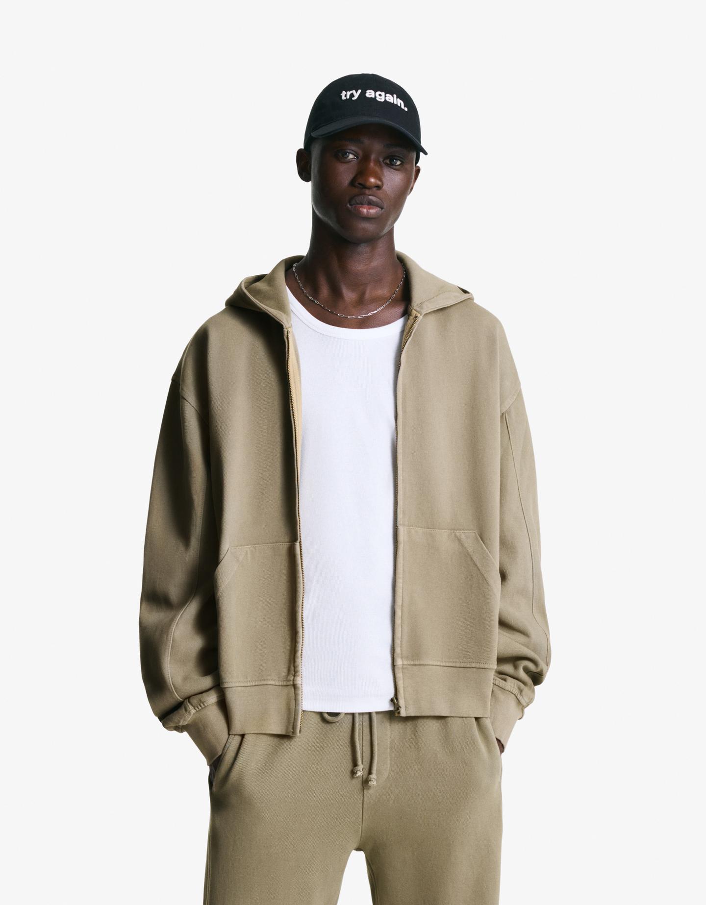 Bershka bluza z zamkiem błyskawicznym z piki z efektem sprania popielaty