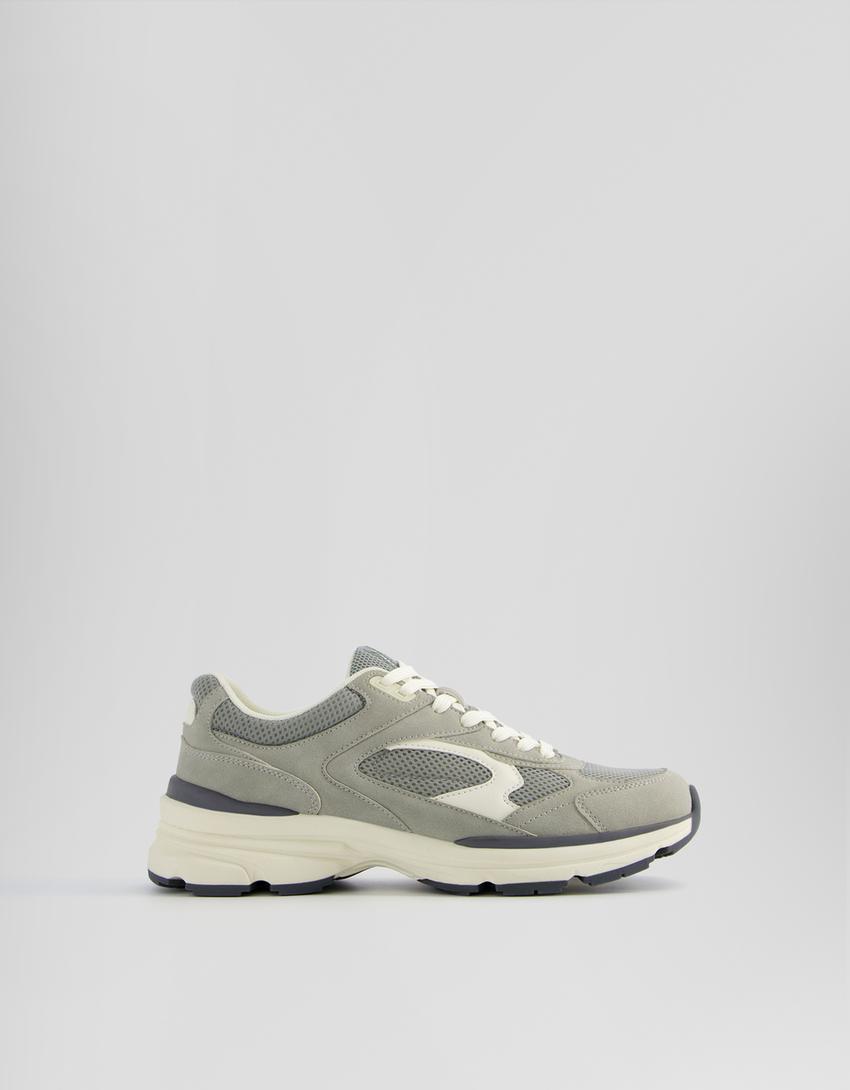 Zapatillas combinadas rejilla-Gris-0
