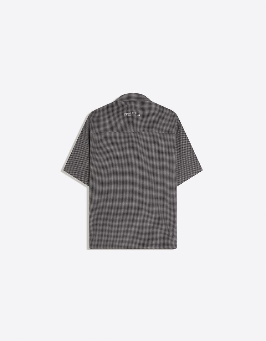 Oversize check shirt-Black