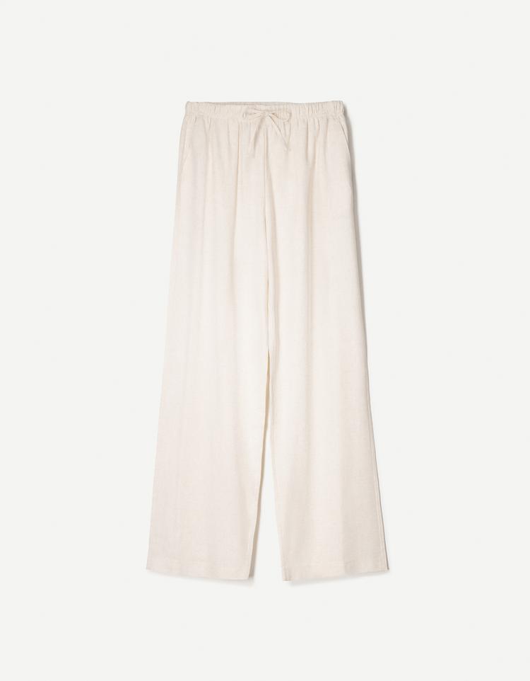 Linen blend trousers with an elasticated waistband