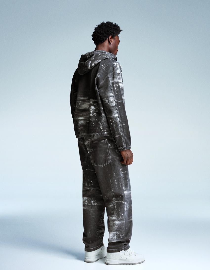 Jean ultra baggy imprimé-Noir-1