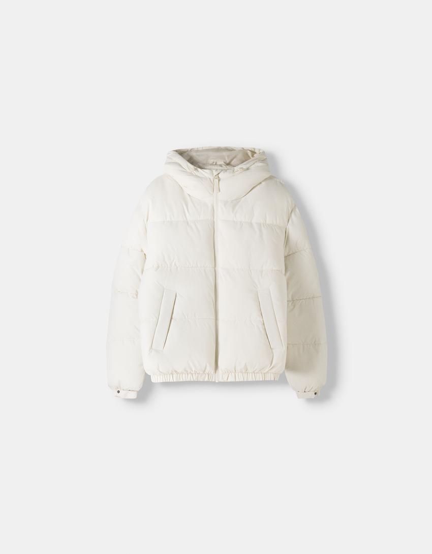 Chaqueta Blanca Cazadoras Chica Bershka Cazadora Puffy Cazadoras Y