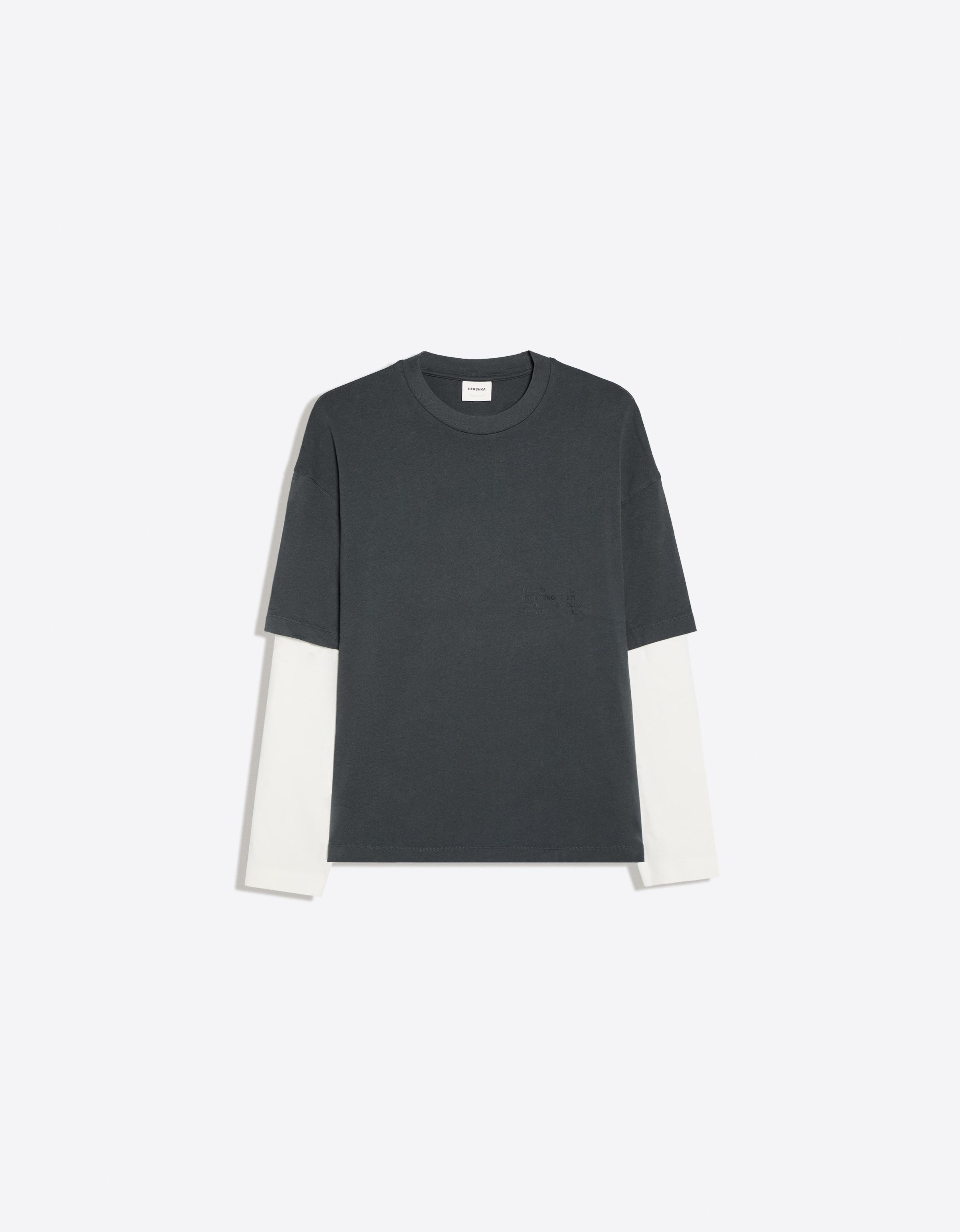 Contrast double-sleeve T-shirt — Dark grey