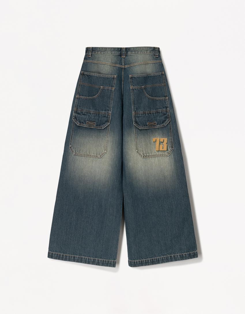 Mega baggy jeans-Grön