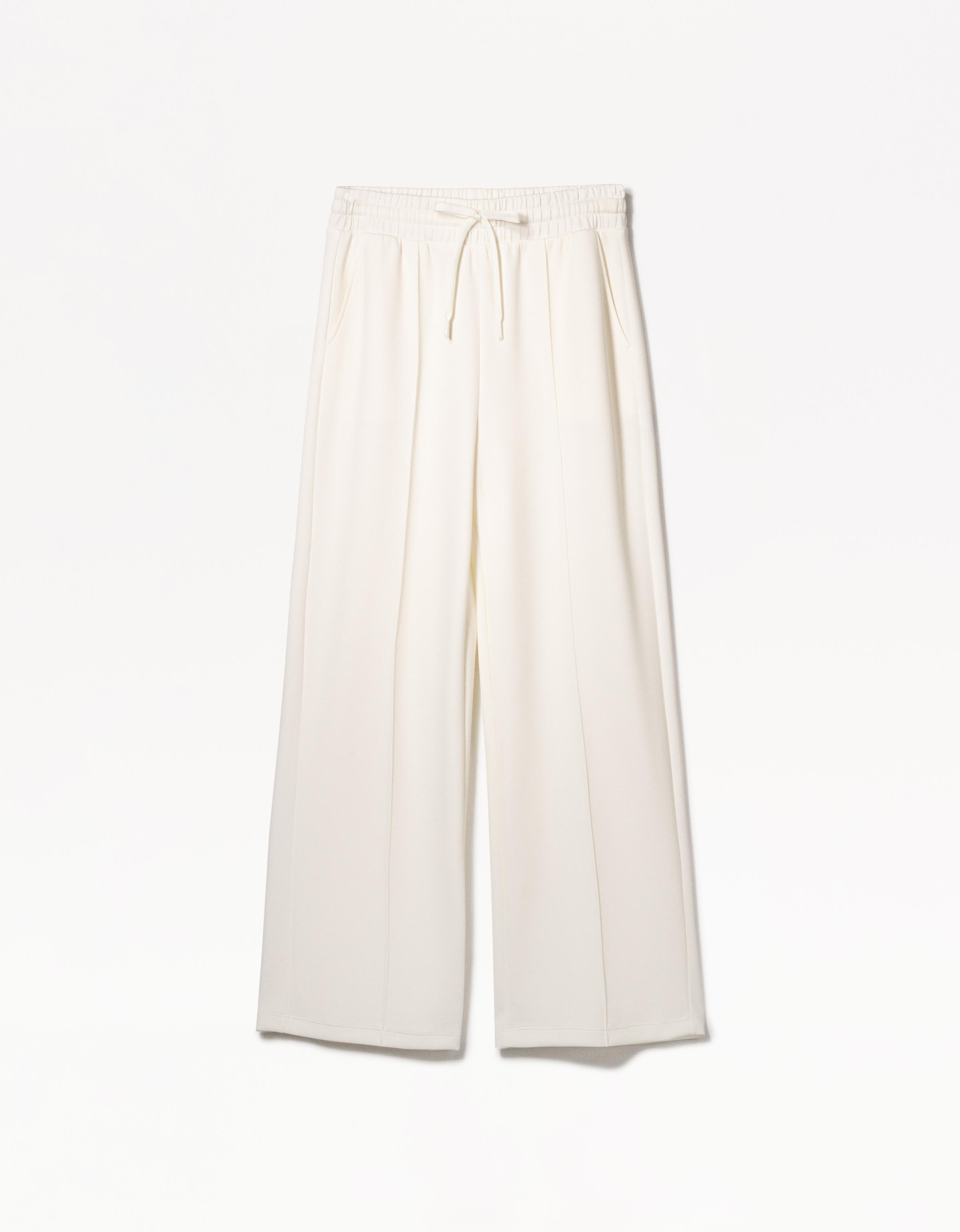 Wide-leg modal trousers — Cream