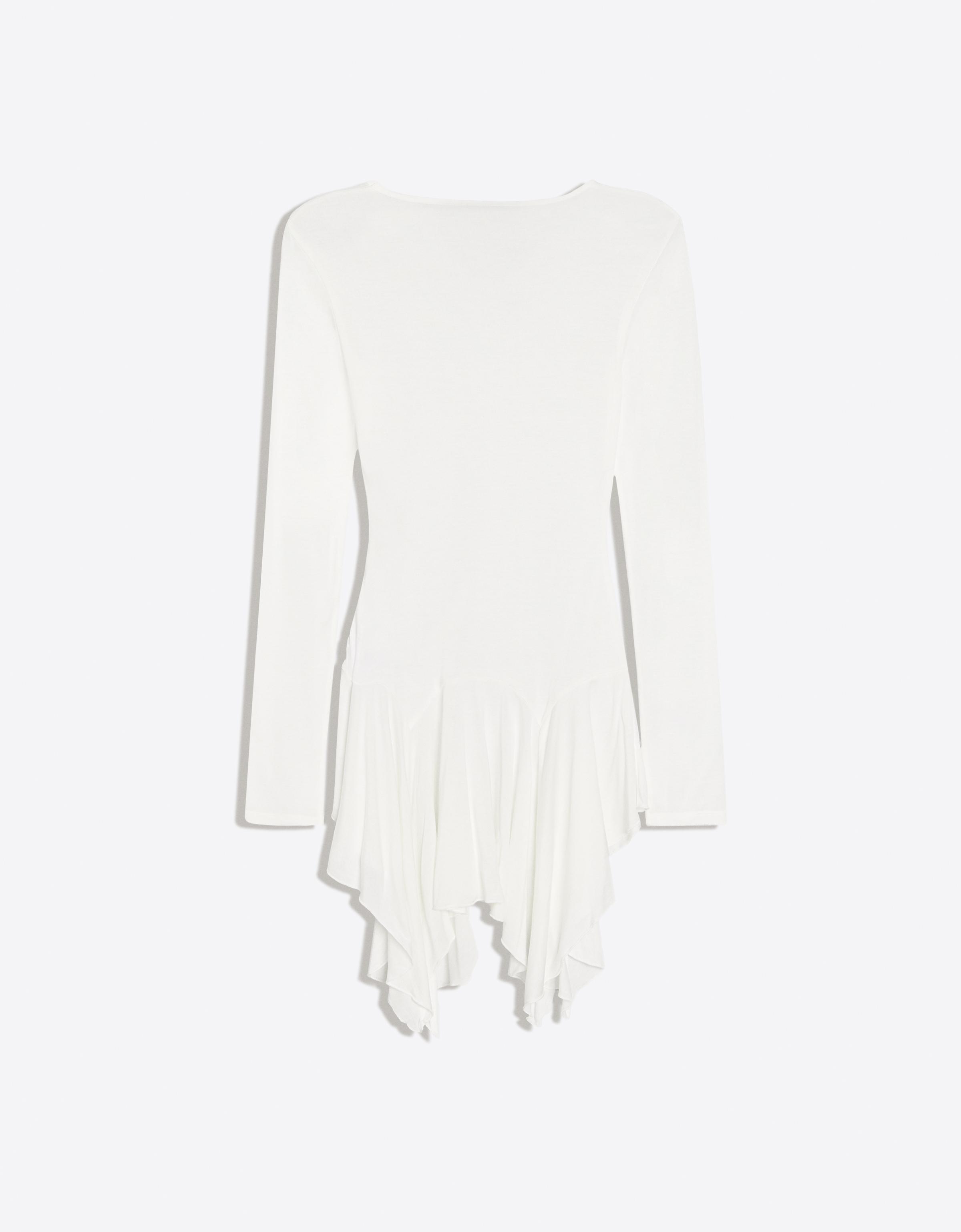 Long-sleeved frill T-shirt — Off white