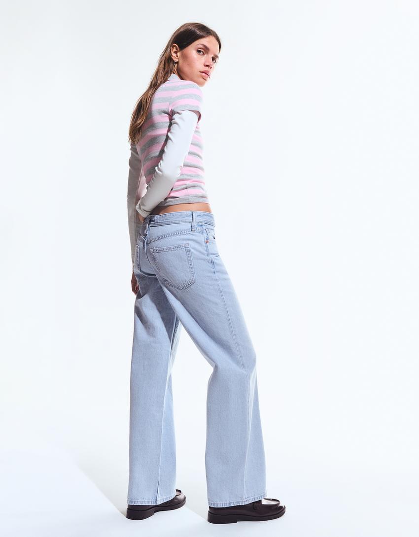 straight fit düşük bel jean-Açık mavi