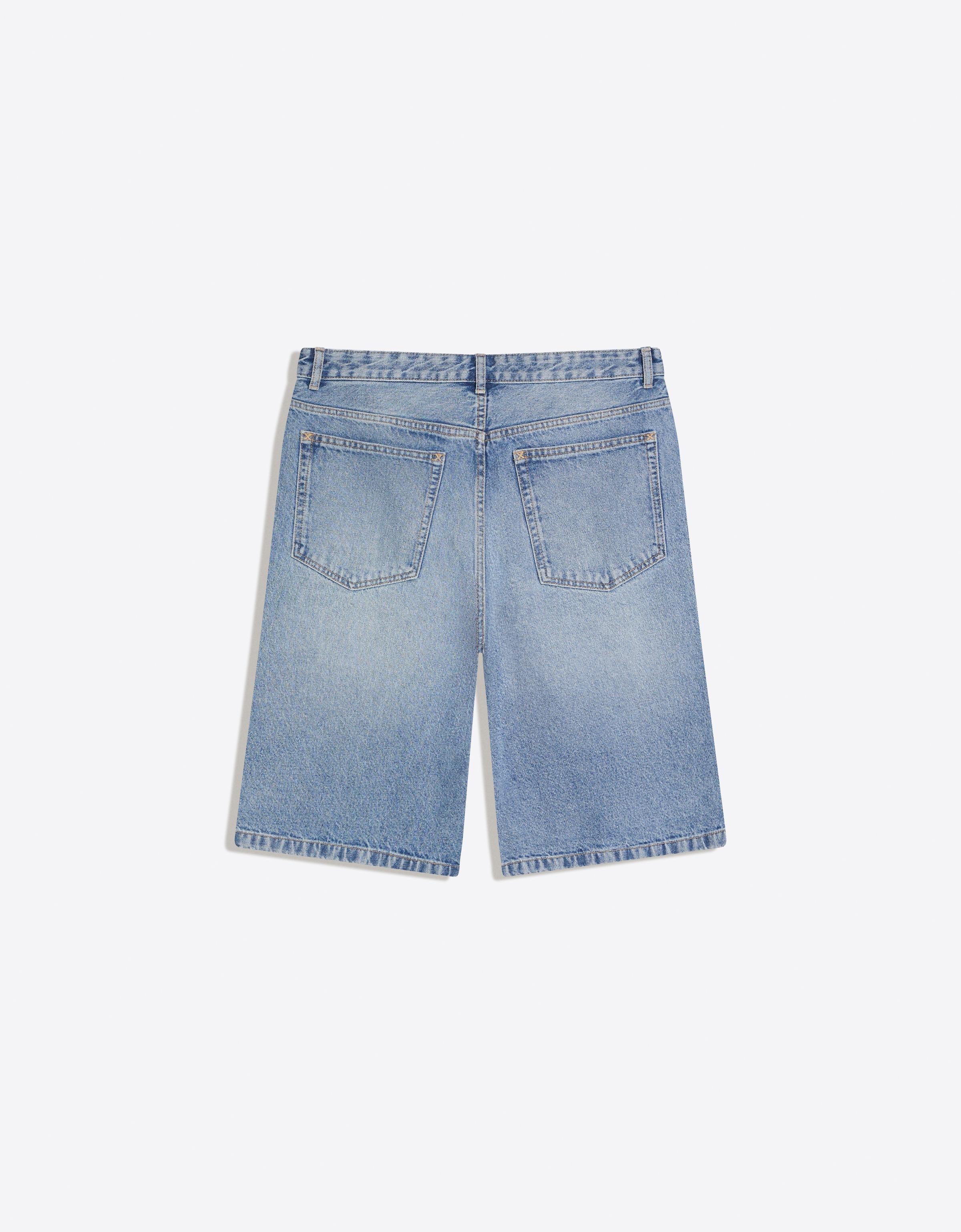 Baggy fit denim bermuda - Görsel 5