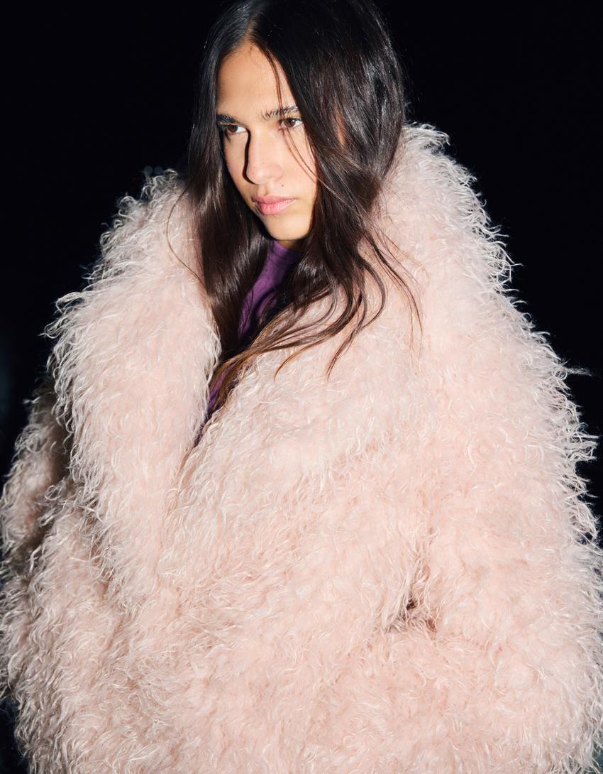 Faux fur jacket-Pink