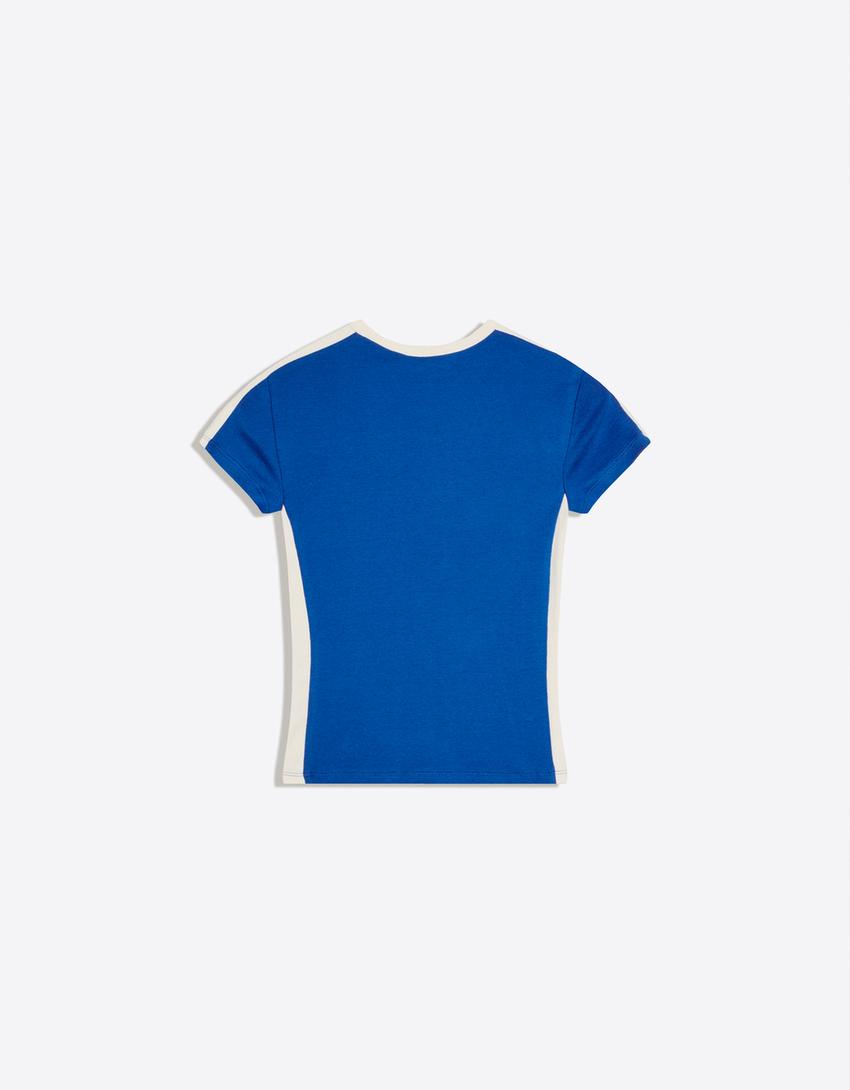 Dukserica kratkih rukava print-Plava