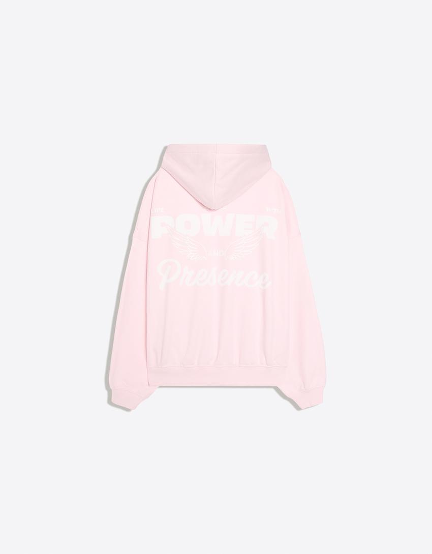 Printed oversize hoodie-Pink