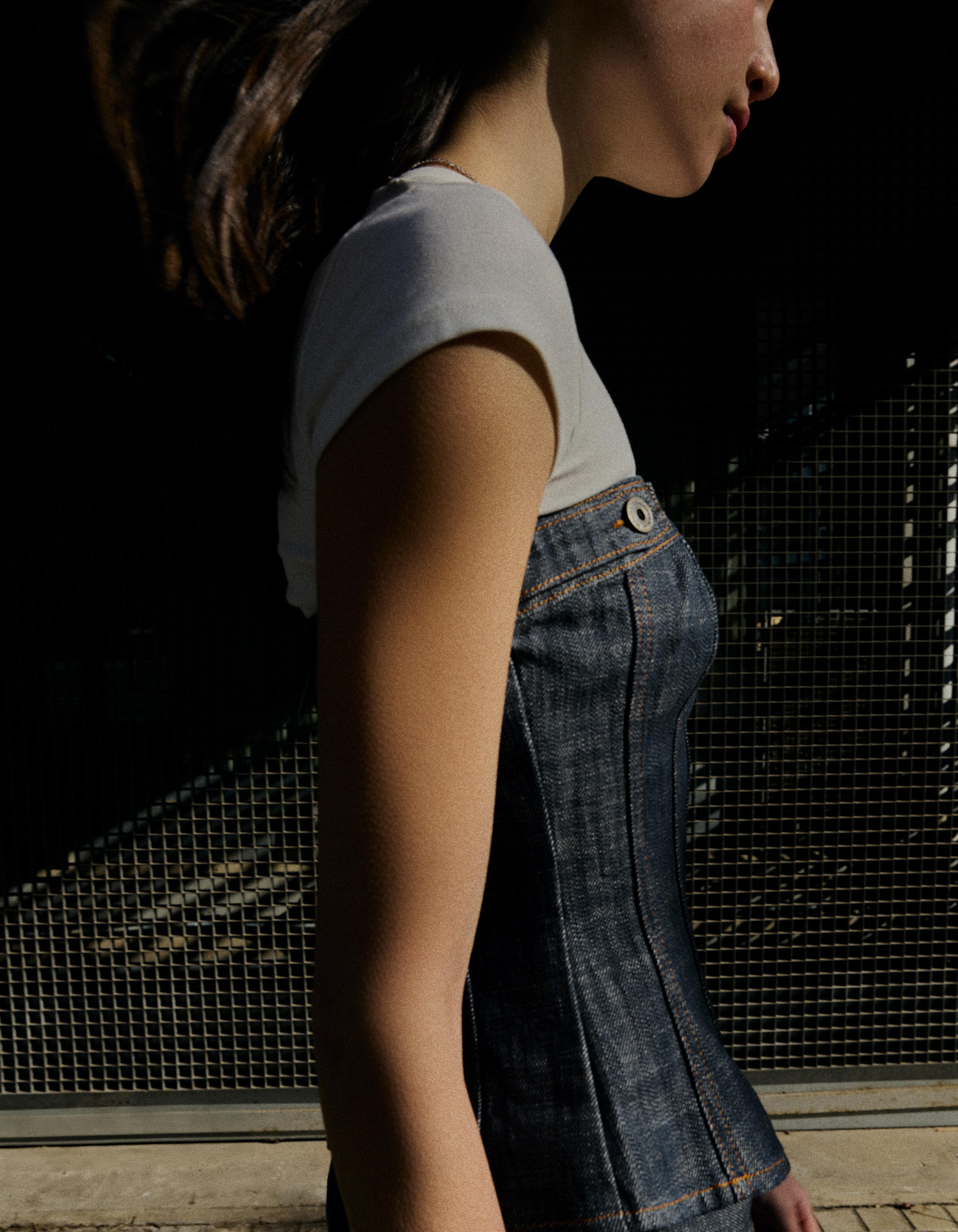 Dokulu denim top - Görsel 16