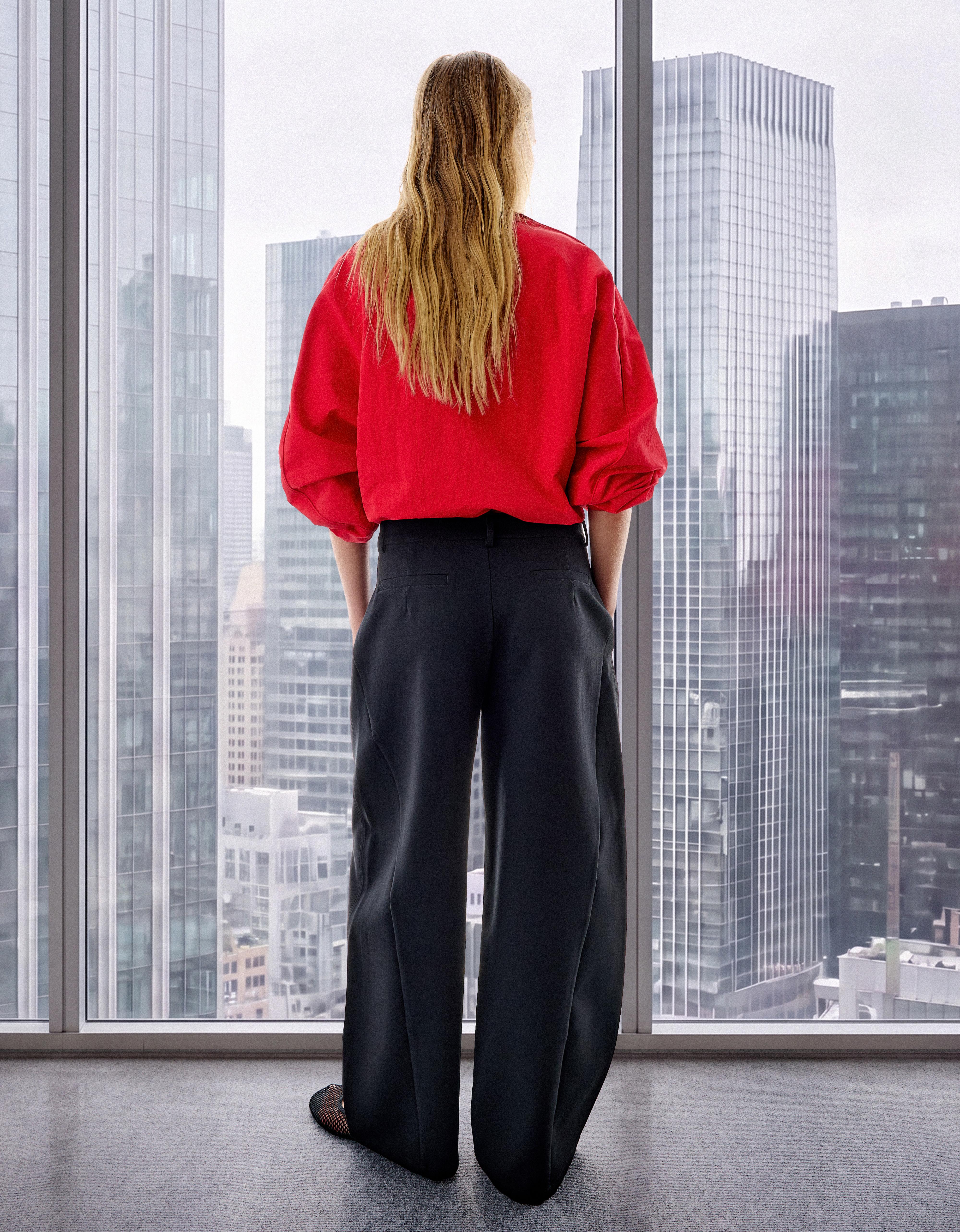 Double-fabric darted trousers — Black