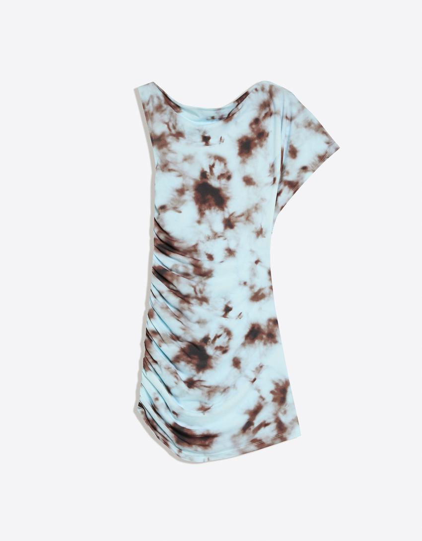 Asymmetric mini dress-Blue