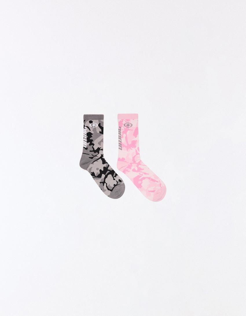 Pack of 2 pairs of printed socks-Black