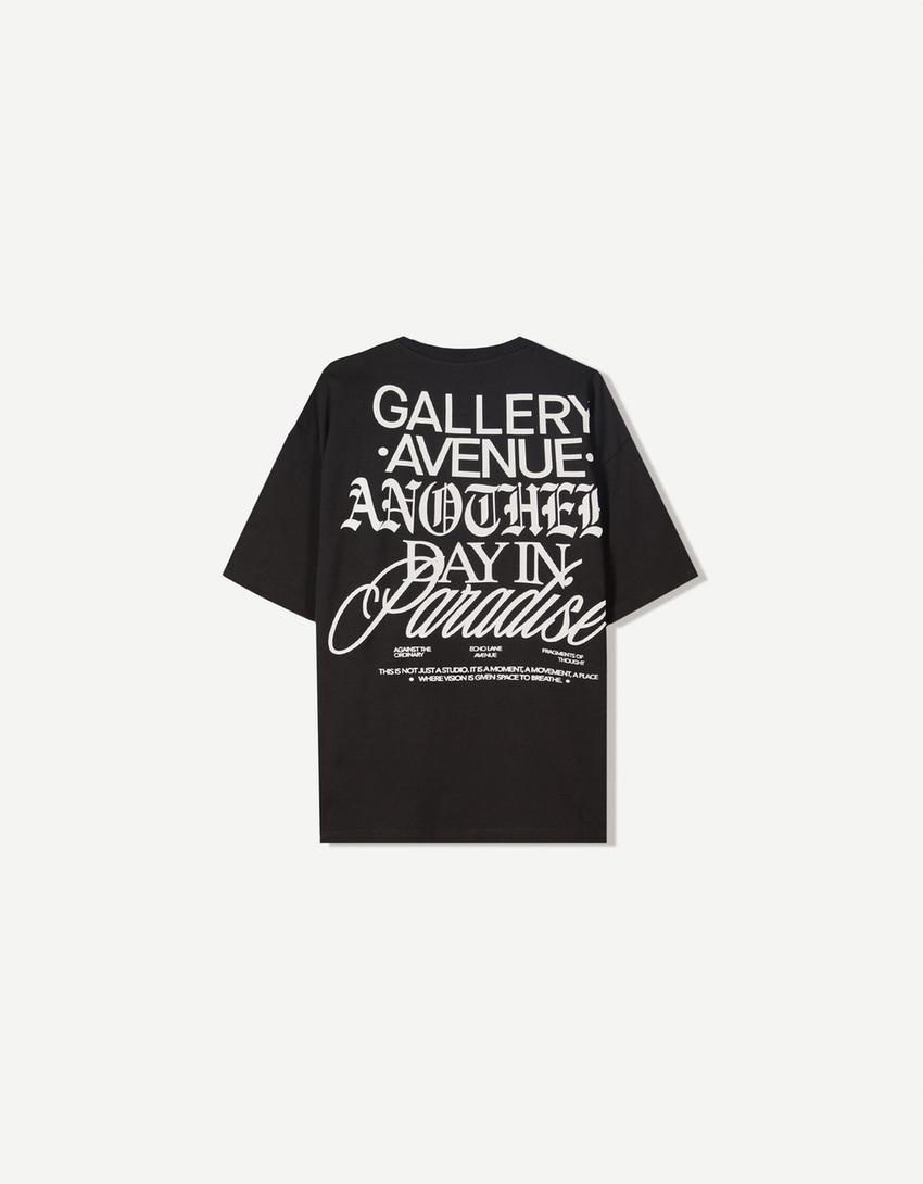 Short sleeve T-shirt with print-Black-1