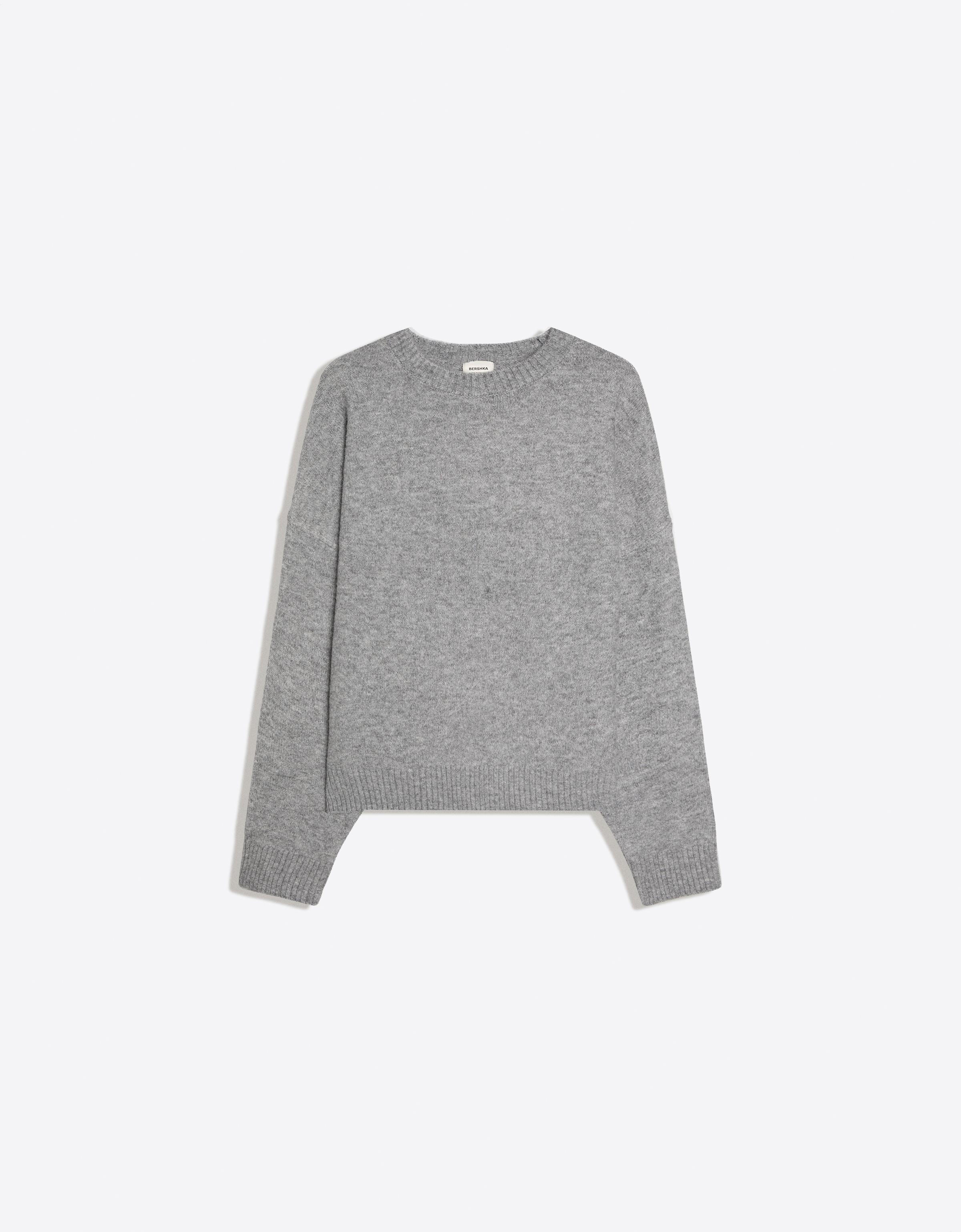 Boxy round neck jumper — Grey