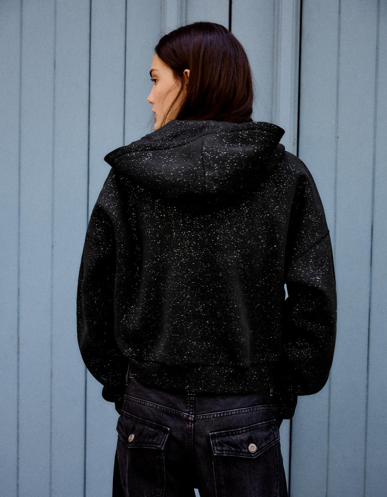 Rhinestone hoodie — Black