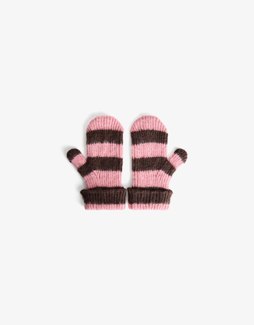 Striped mittens-Pink