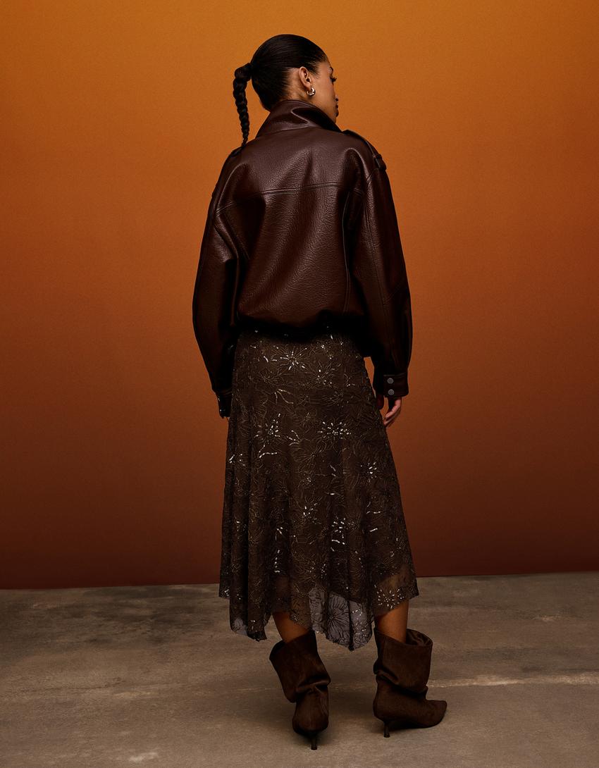 Rok midi payet sulaman-Cokelat