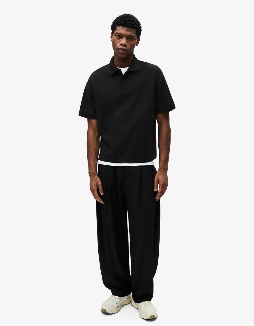 Polo mit kurzen Ärmeln-Schwarz