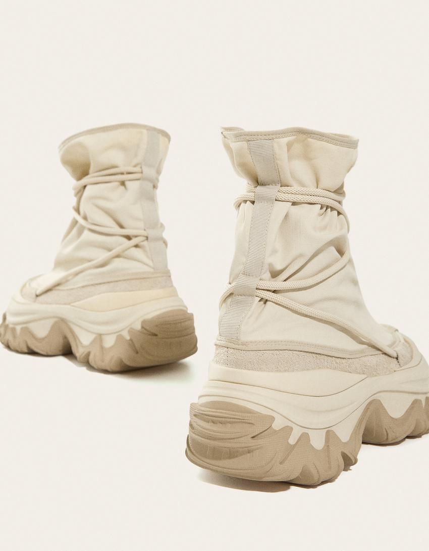 Bottines RAL7000STUDIO x Bershka à lacets-Sable-4