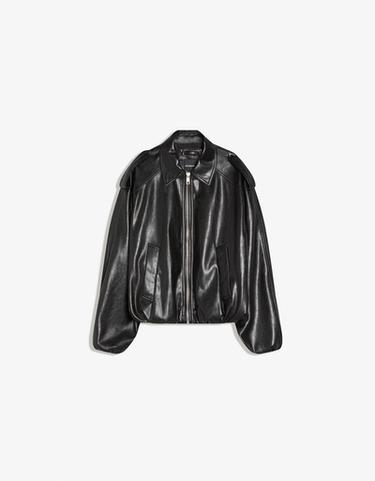 Leather effect puffer jacket — Black 5