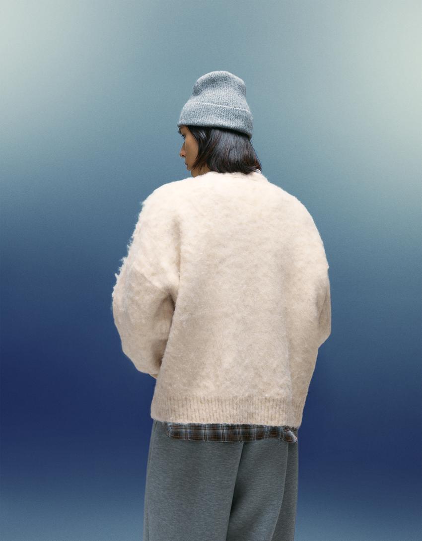 Pull fausse fourrure-Beige