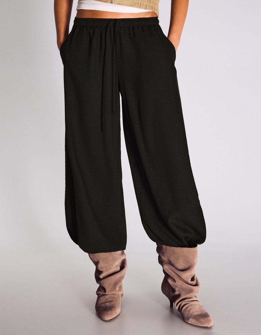 Rustic sarouel trousers-Black